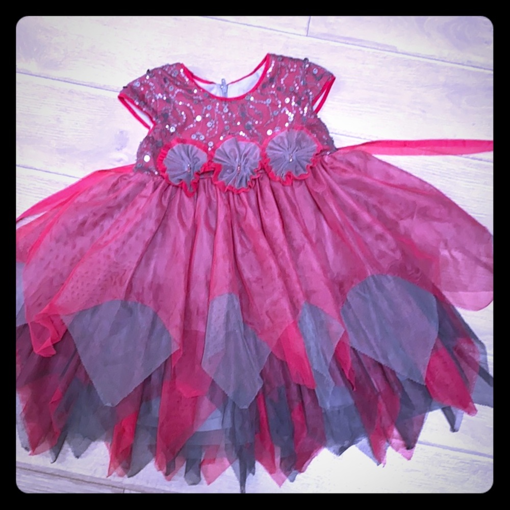 Isobella & Chloe Red and Gray Formal Kids Dress